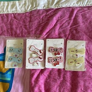 NWT Hello Kitty Hair Clip Set - Blue, Red, Yellow